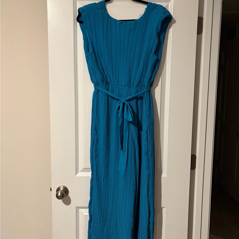 New York & Company Blue Maxi Jumpsuit
